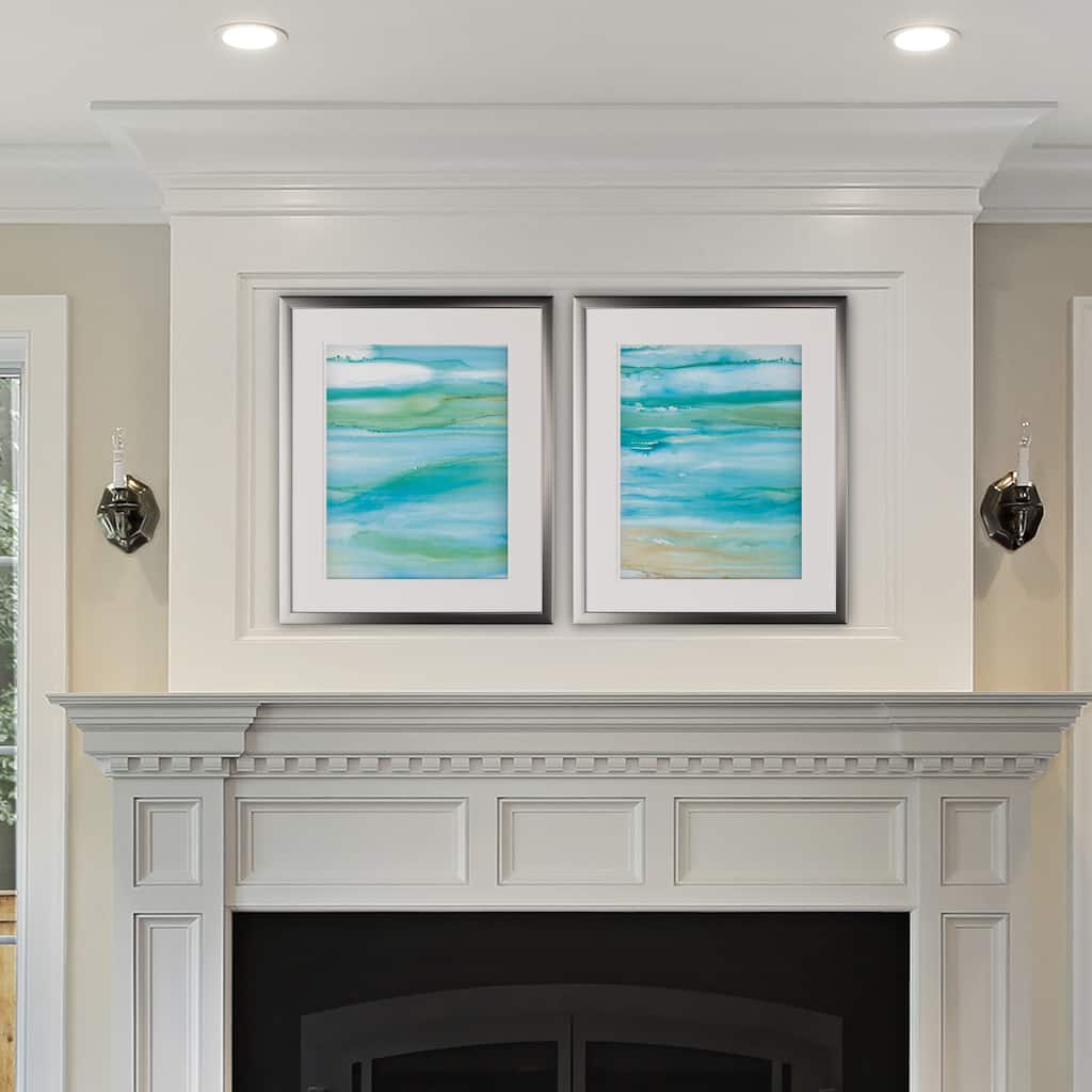 Coastal Abstract -2 Piece Set - Silver Frame