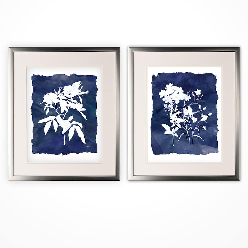 Indigo Botanical -2 Piece Set - Silver Frame