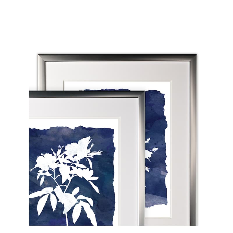 Indigo Botanical -2 Piece Set - Silver Frame