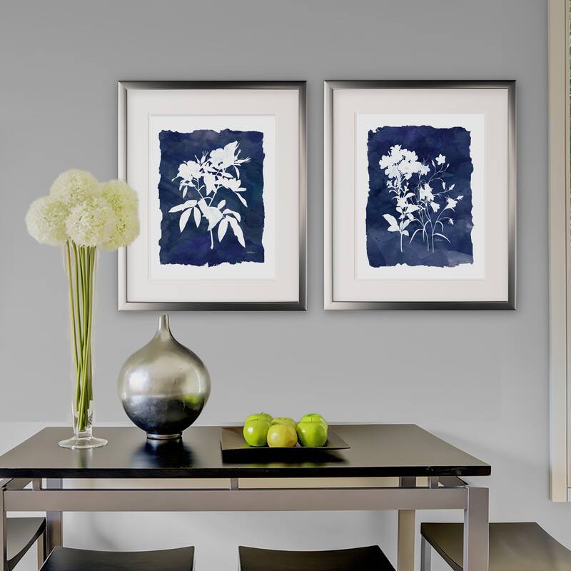 Indigo Botanical -2 Piece Set - Silver Frame