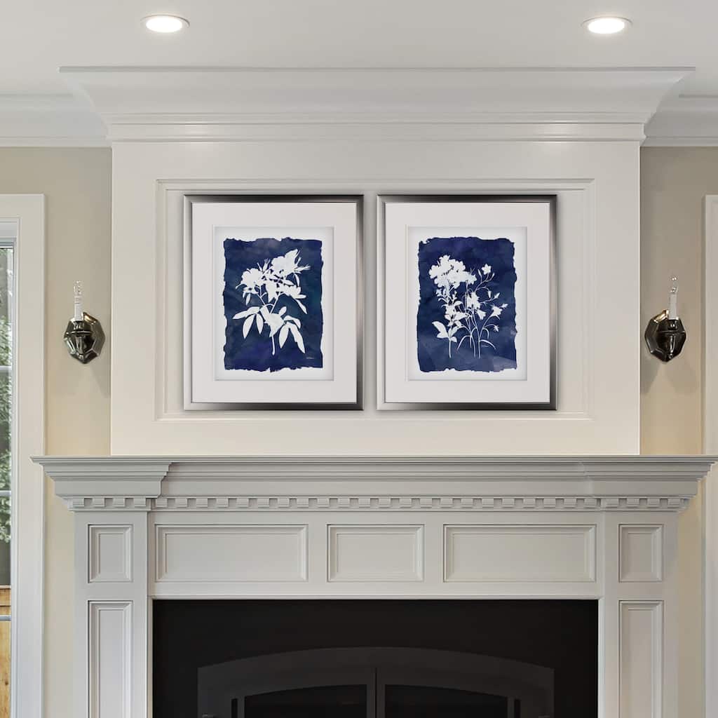Indigo Botanical -2 Piece Set - Silver Frame
