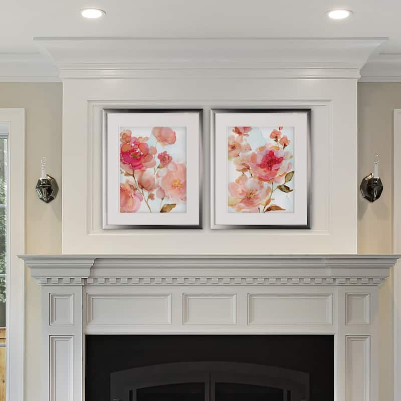 Vivid Peonies -2 Piece Set - Silver Frame