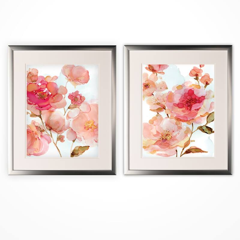 Vivid Peonies -2 Piece Set - Silver Frame
