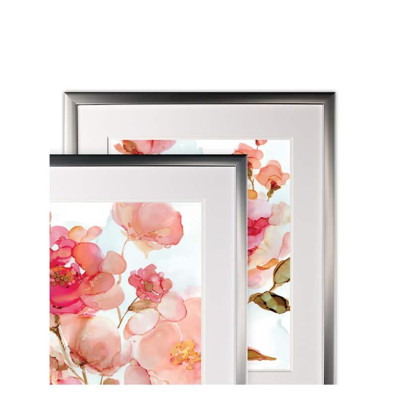 Vivid Peonies -2 Piece Set - Silver Frame