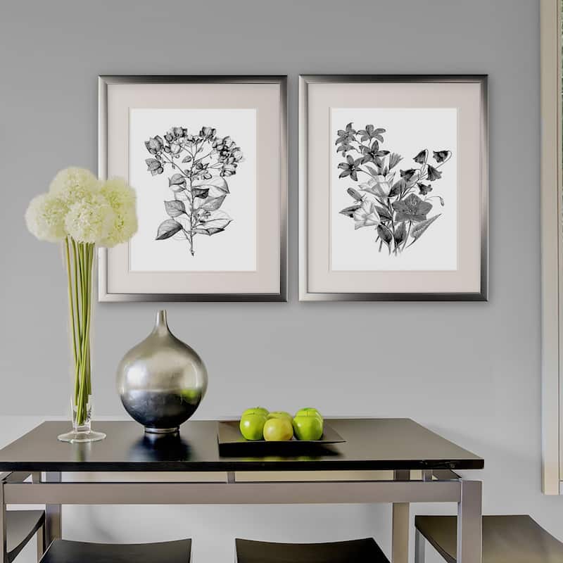 Botanical Black and White -2 Piece Set - Silver Frame