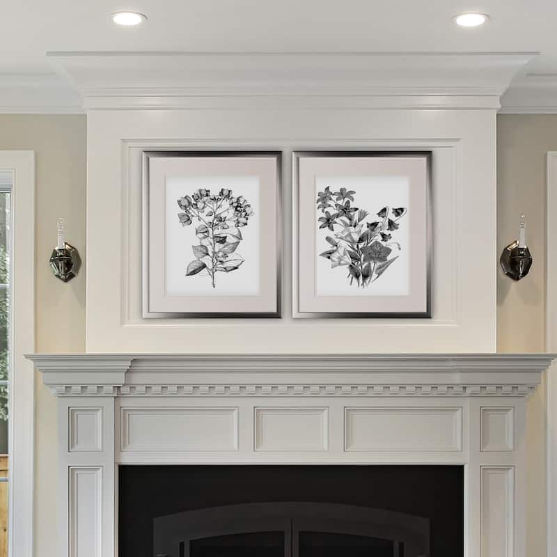 Botanical Black and White -2 Piece Set - Silver Frame
