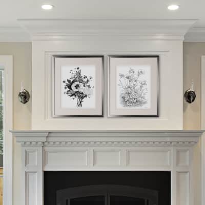 Botanical Black and White II -2 Piece Set - Silver Frame