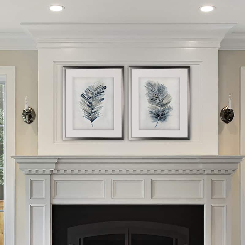 Soft Feathers -2 Piece Set - Silver Frame