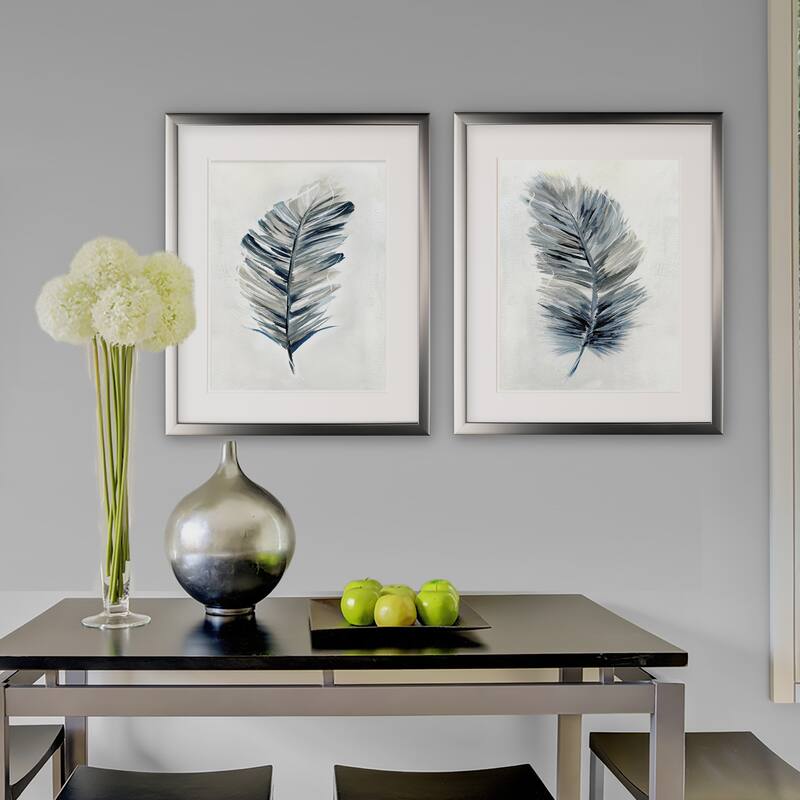 Soft Feathers -2 Piece Set - Silver Frame