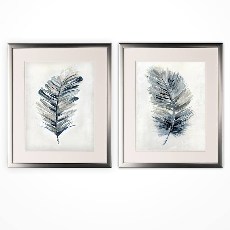 Soft Feathers -2 Piece Set - Silver Frame