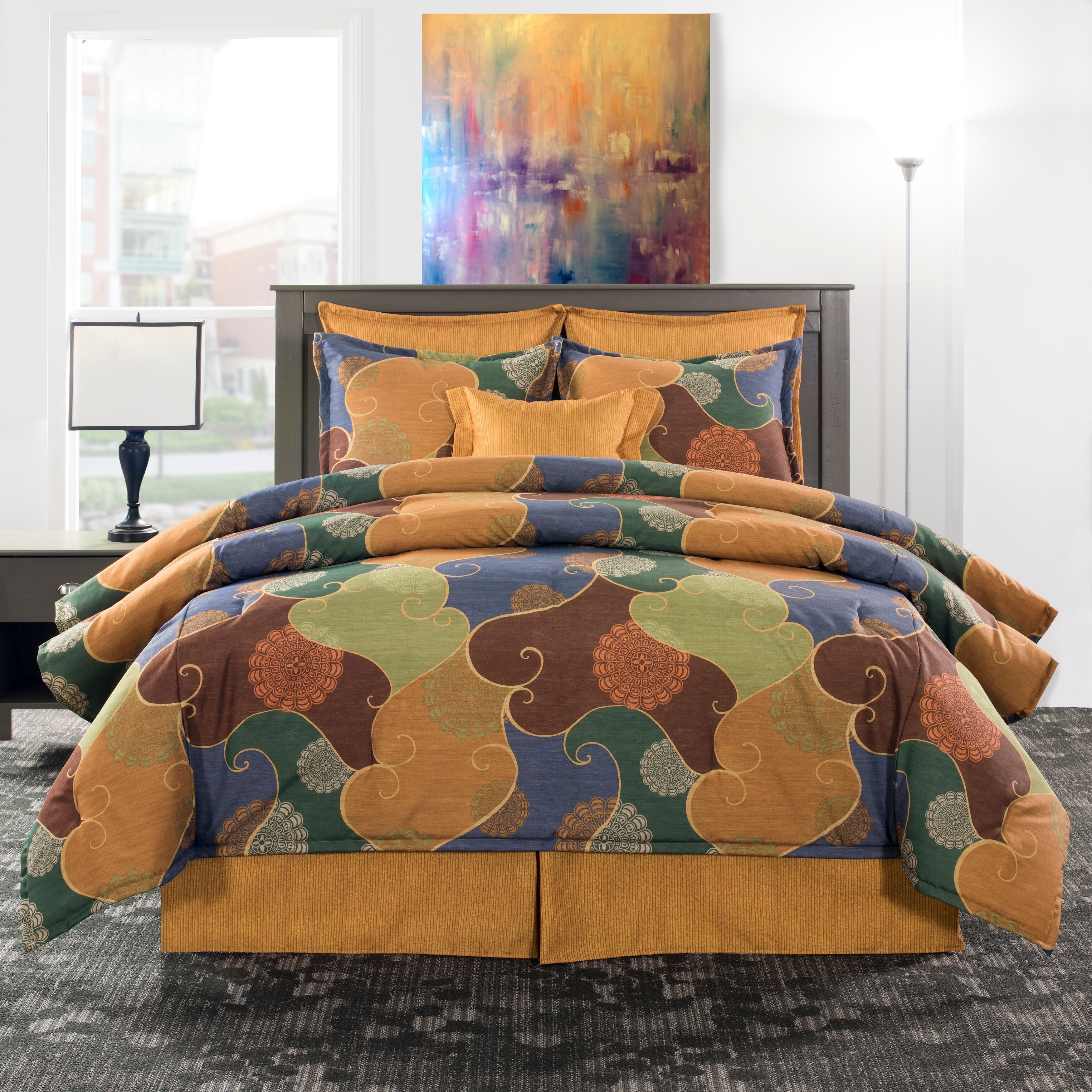 Shop Paintbox Orange And Green Mandala Comforter Set On Sale