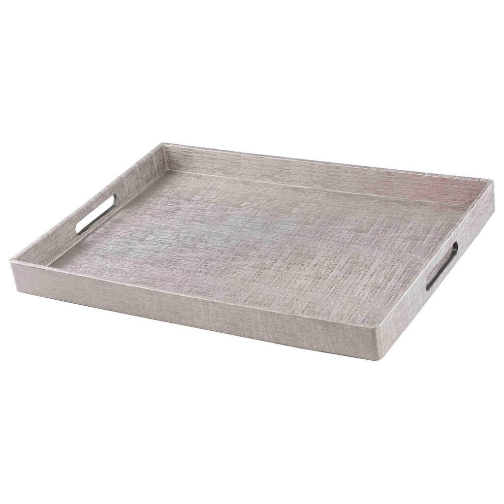 Home Basics Silver Metallic Weave Serving Tray