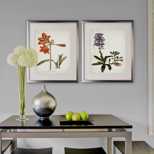 botanical☆ Vintage Botanical Sketch II -2 Piece Set - Silver Frame - On Sale