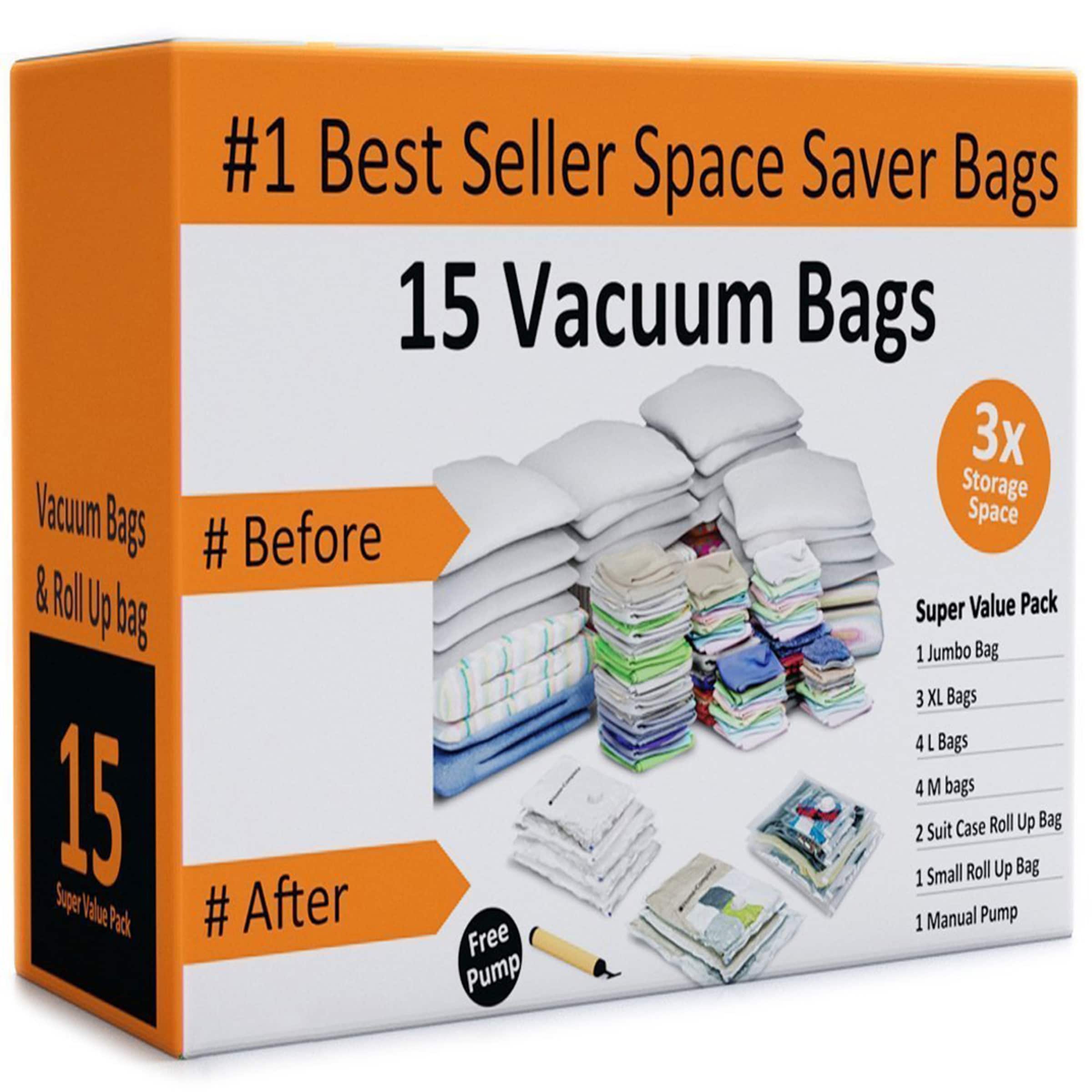 Roll Up Compression Vacuum Storage Bags Travel Home Space Saving Bags