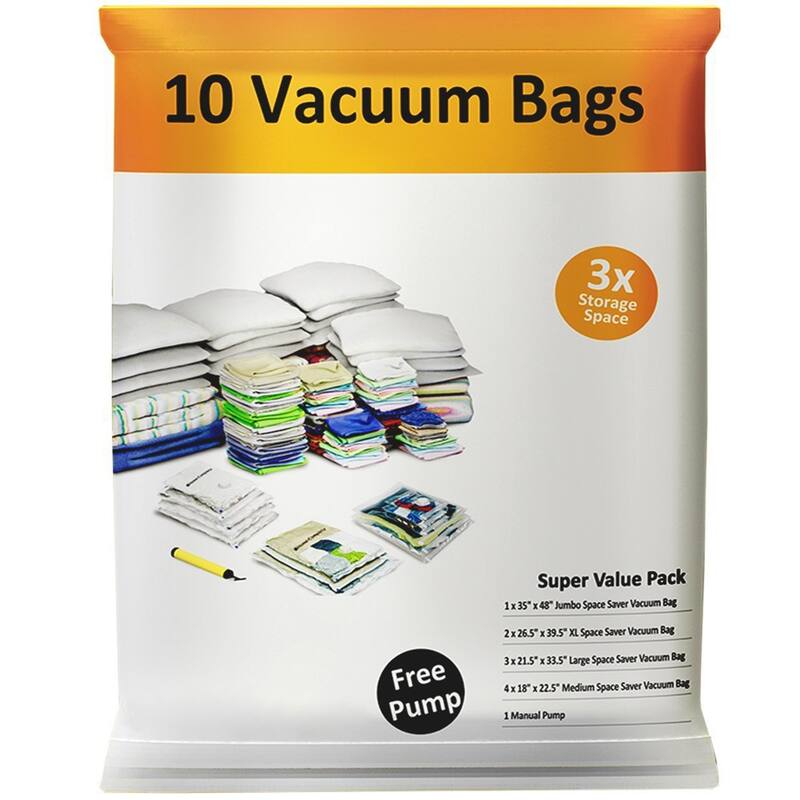 Vacuum Sealer Bags - Airtight Space Saver Bags in 6 Sizes with Pump by Windsor Home - 10 Bags