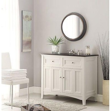 24 inch Beadboard Style Corner Bathroom Vanity Taupe Color