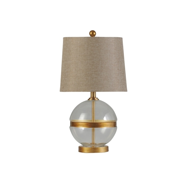 Midfield Gl And Steel Table Lamp Brown Hardback Shade