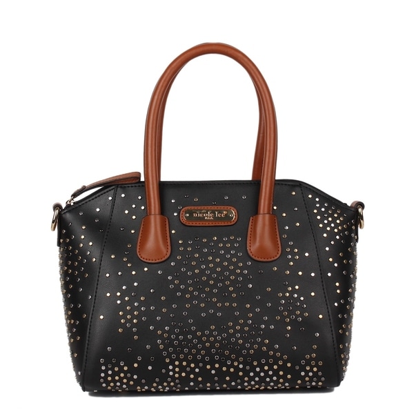 Zena Black Studded Satchel Bag Free Shipping Today Zena Black Studded Satchel Bag