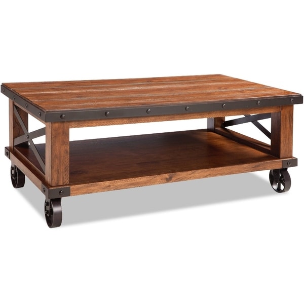 Taos Canyon Brown Rustic Coffee Table with Caster