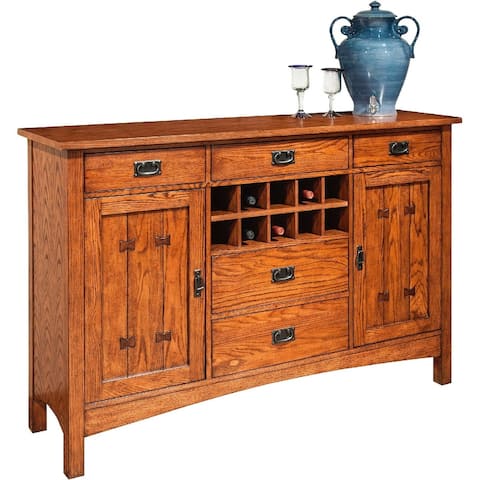 Oak Park Mission Brown Server with Wine Storage