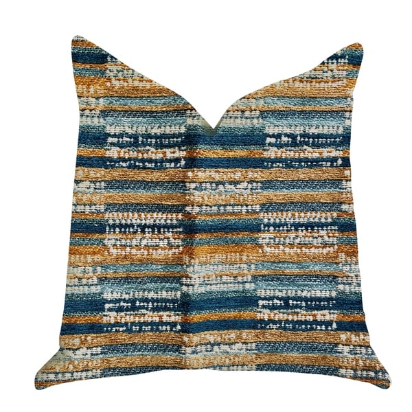 Plutus Timber Blue and Beige Textured Luxury Decorative Throw Pillow