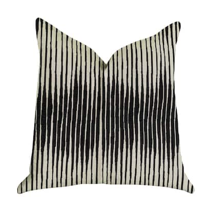 Plutus Black Crystal Luxury Decorative Throw Pillow in Black and Beige Tones