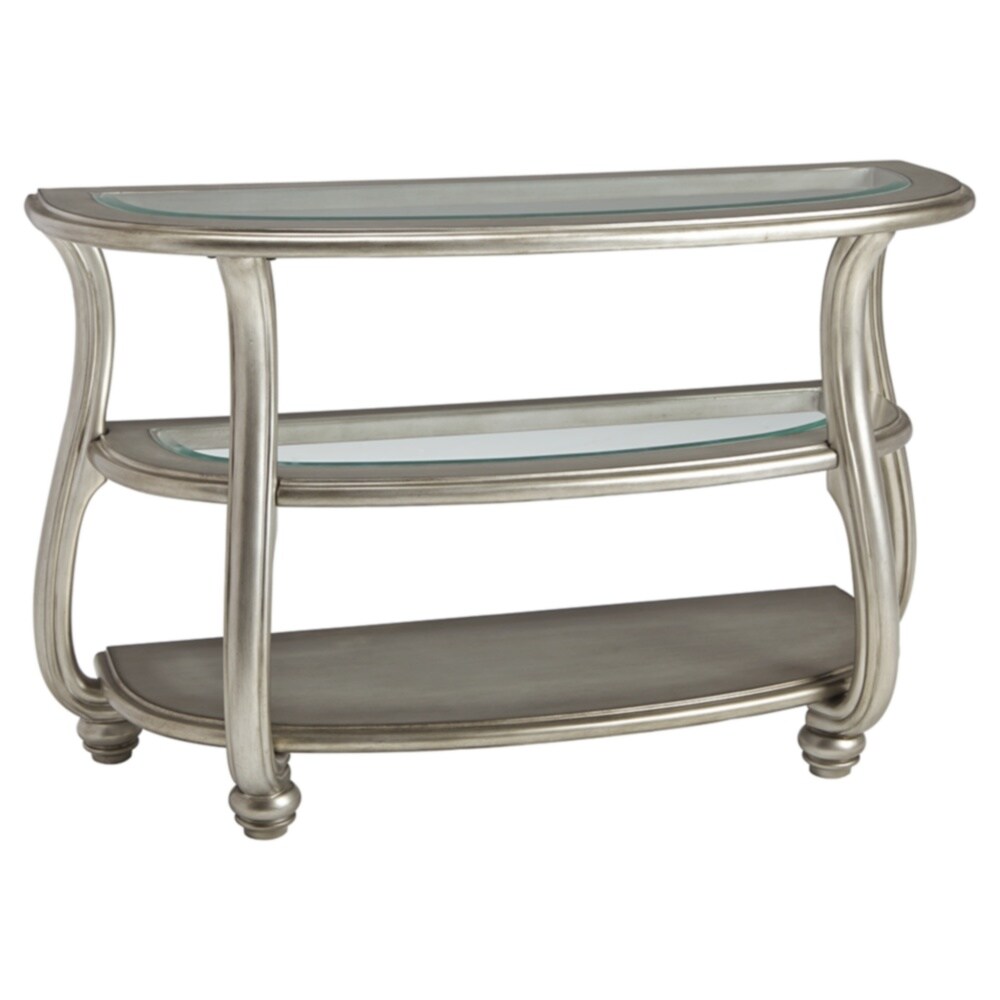 Signature Design by Ashley  Coralayne Traditional Silver Metallic Finish Wood Sofa Table