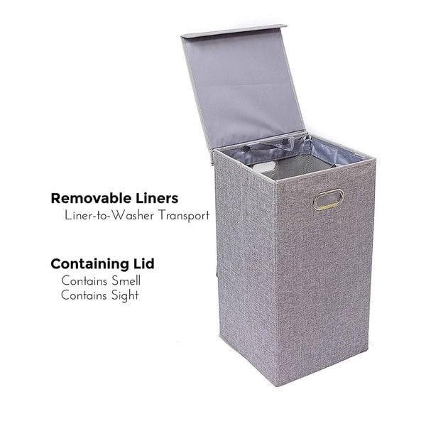 BirdRock Home Single Laundry Hamper with Lid and Removable Liner ...