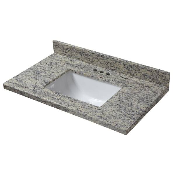 37 in. W Granite Single Trough Sink Vanity Top in Midnight Black