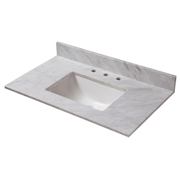 37 in. x 22 in. Carrara Marble Vanity Top & 8 in. Spread