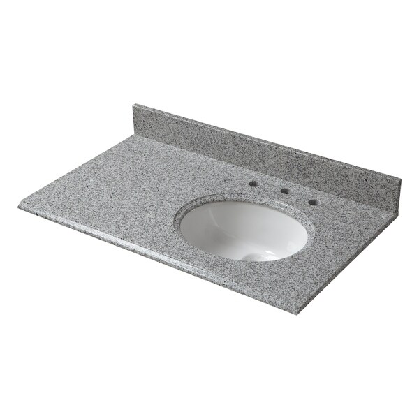 37 in. x 22 in. Napoli Granite Right Offset Basin Vanity Top & 8 in. Spread