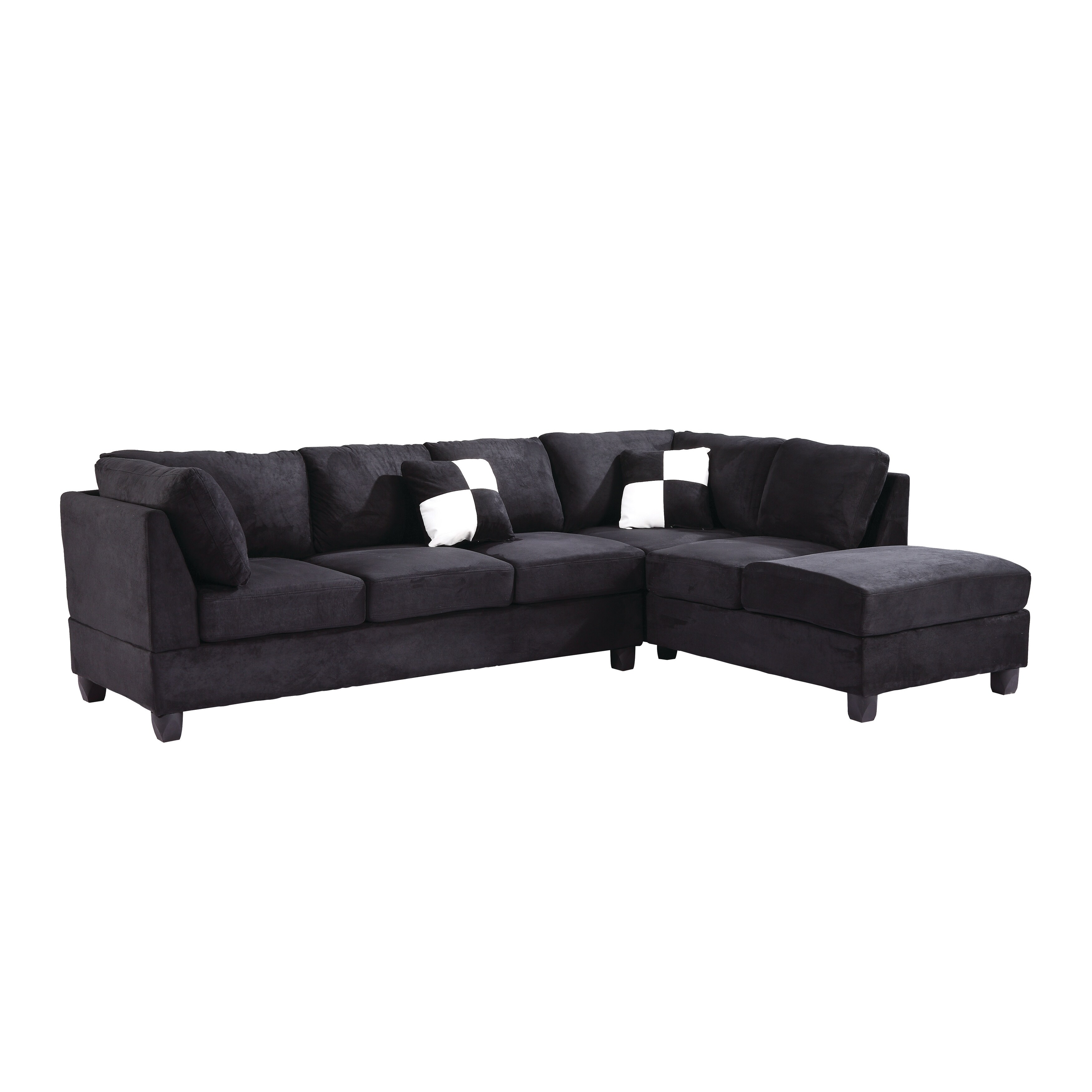 Shop Lyke Home Black Microsuede Sectional Free Shipping Today