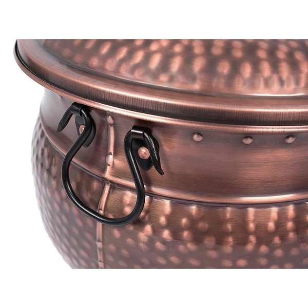 Handle Ground Garden Hose Pot Steel Metal With Copper Accents