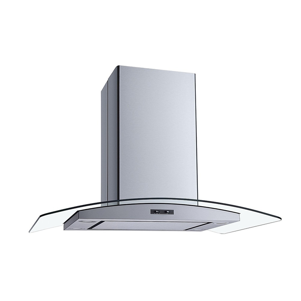 Winflo 36" Convertible Stainless Steel/ Glass Island Range Hood - Bed ...