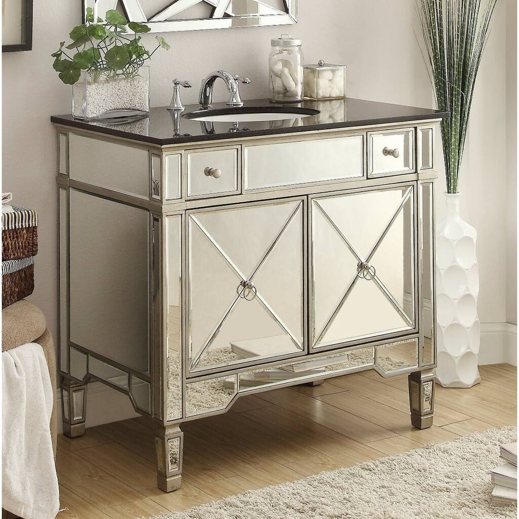 36" Benton Collection Ashlyn Modern Mirrored Bathroom Sink Vanity