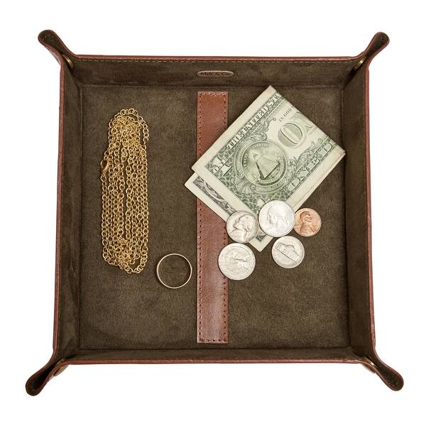 Shop Mele Co Travis Men S Dresser Top Valet Tray In Cognac Faux