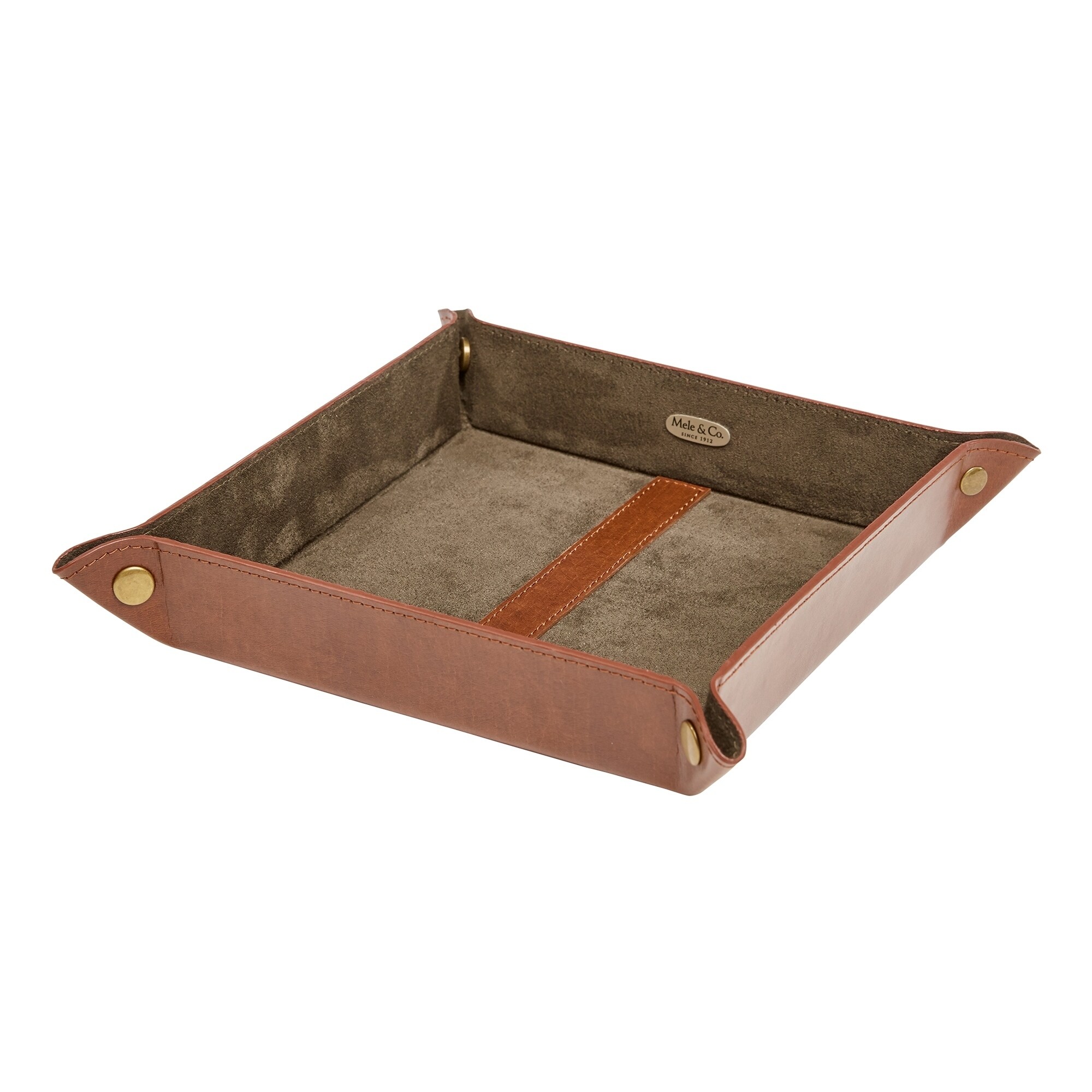 Shop Mele Co Travis Men S Dresser Top Valet Tray In Cognac Faux