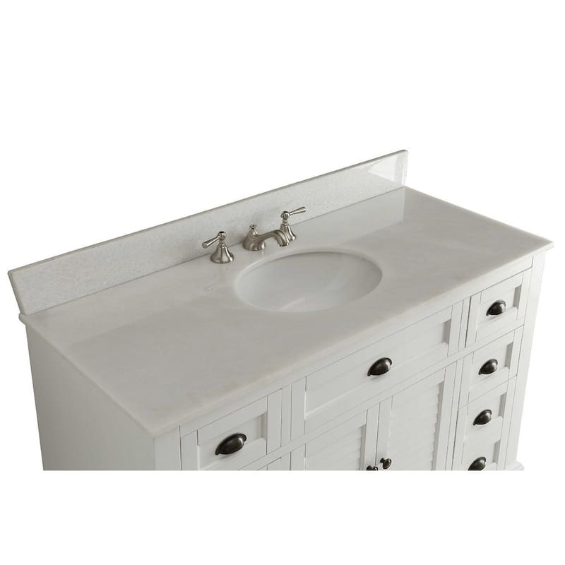 49" Benton Collection Glennville White Bathroom Vanity W/ Matching BS