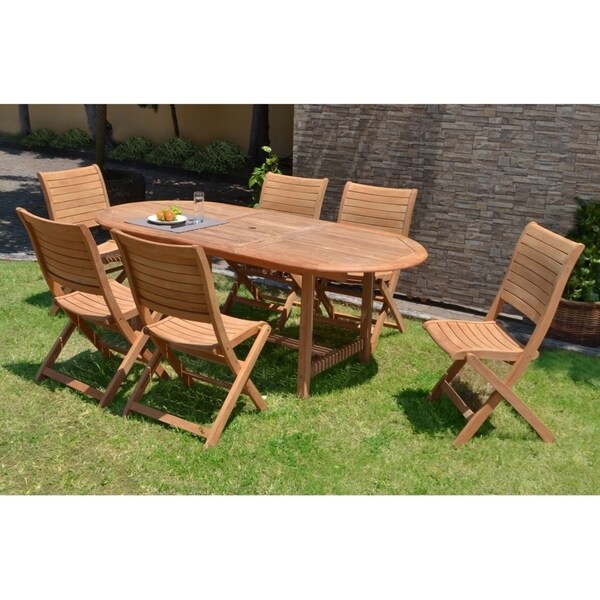 Ia Teak Sessa 7 Piece Extendable Oval Patio Dining Ia Teak Sessa 7 Piece Extendable Oval Patio Dining Set On Free Shipping Today 20729884