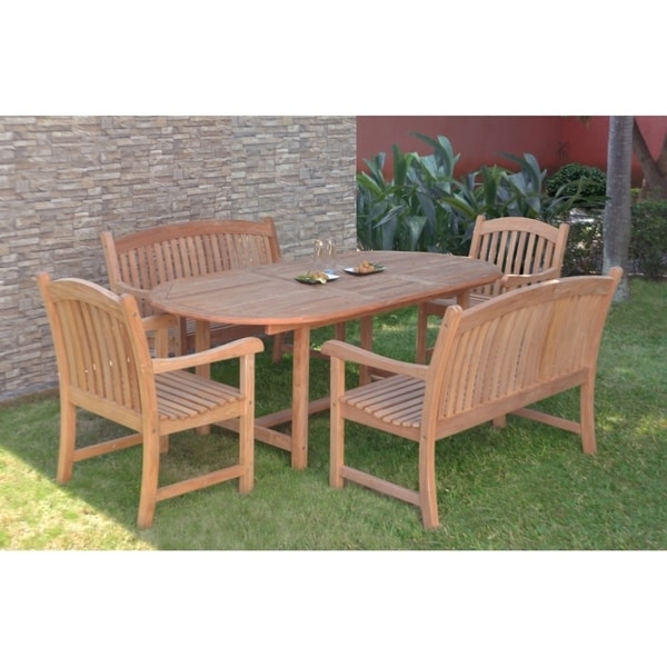 Ia Teak Giacomo 5 Piece Extendable Oval Patio Dining Ia Teak Giacomo 5 Piece Extendable Oval Patio Dining Set On Free Shipping Today 20729886