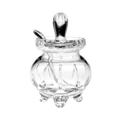 Majestic Gifts European Hand Cut Crystal Covered Honey Jar w/ Spoon 5.5"H