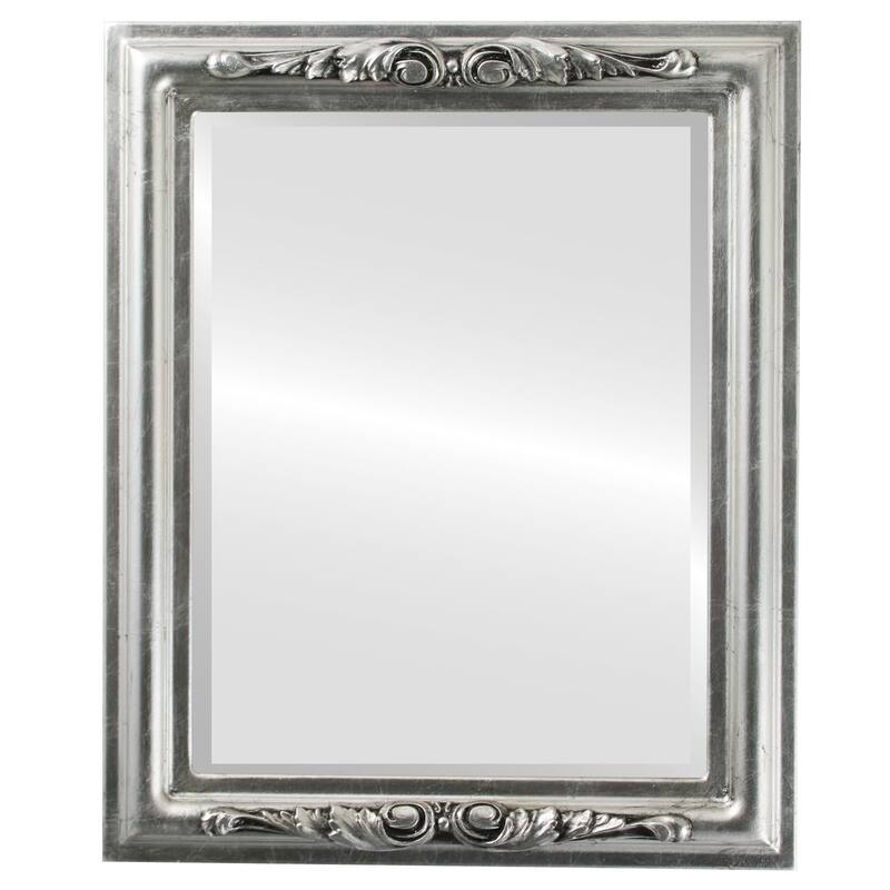 Florence Framed Rectangle Mirror in Silver Leaf with Black Antique - Silver/Black