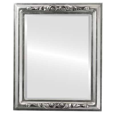 Florence Framed Rectangle Mirror in Silver Leaf with Black Antique - Silver/Black