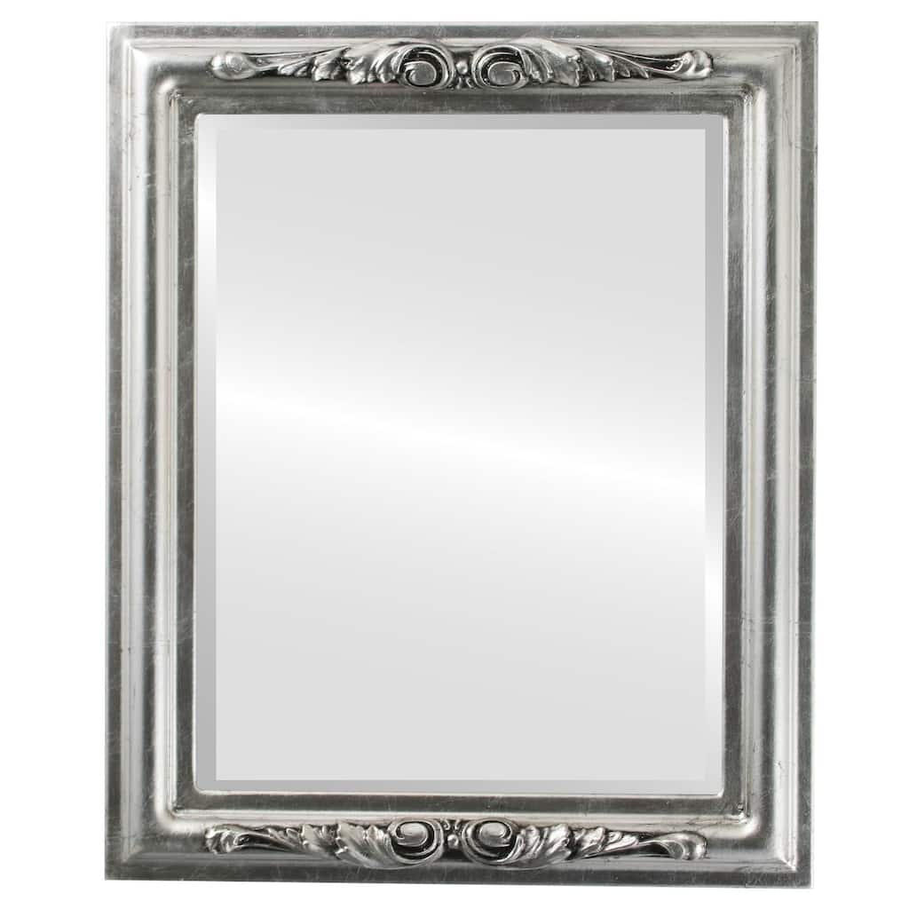 Florence Framed Rectangle Mirror in Silver Leaf with Black Antique - Silver/Black