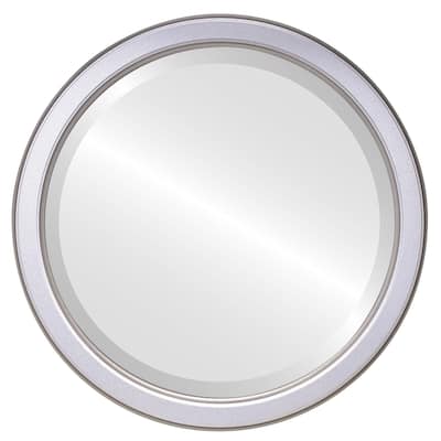Toronto Framed Round Mirror in Silver Shade - Silver/Brown