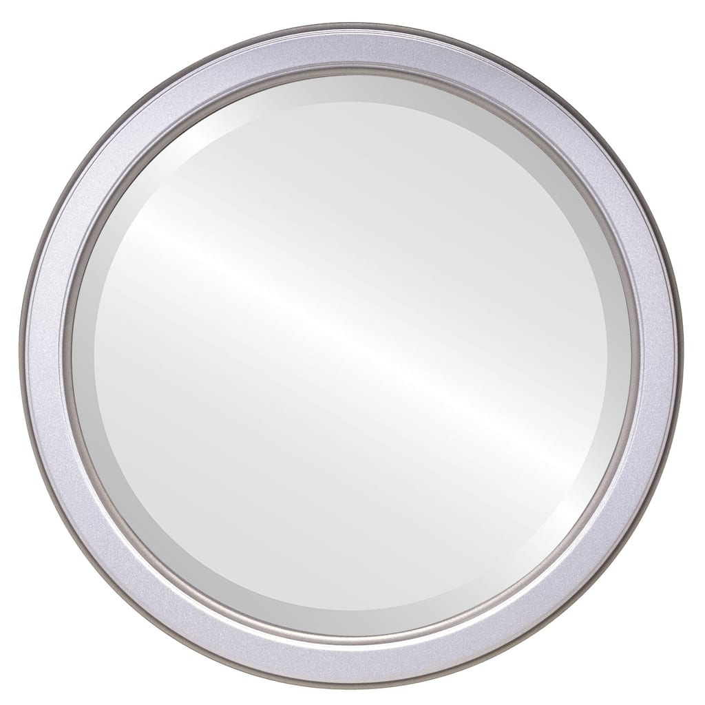 Toronto Framed Round Mirror in Silver Shade - Silver/Brown