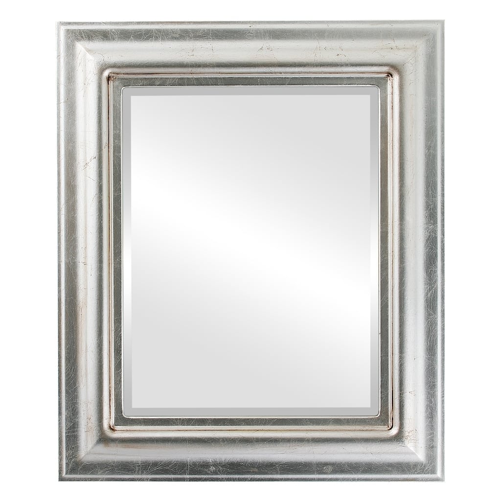 Lancaster Framed Rectangle Mirror in Silver Leaf with Brown Antique - Silver/Brown