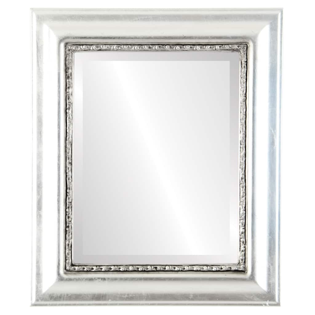 Chicago Framed Rectangle Mirror in Silver Leaf with Black Antique - Silver/Black