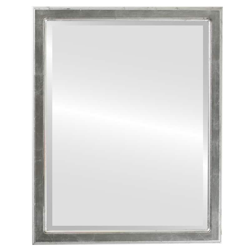 Toronto Framed Rectangle Mirror in Silver Leaf with Black Antique - Silver/Black
