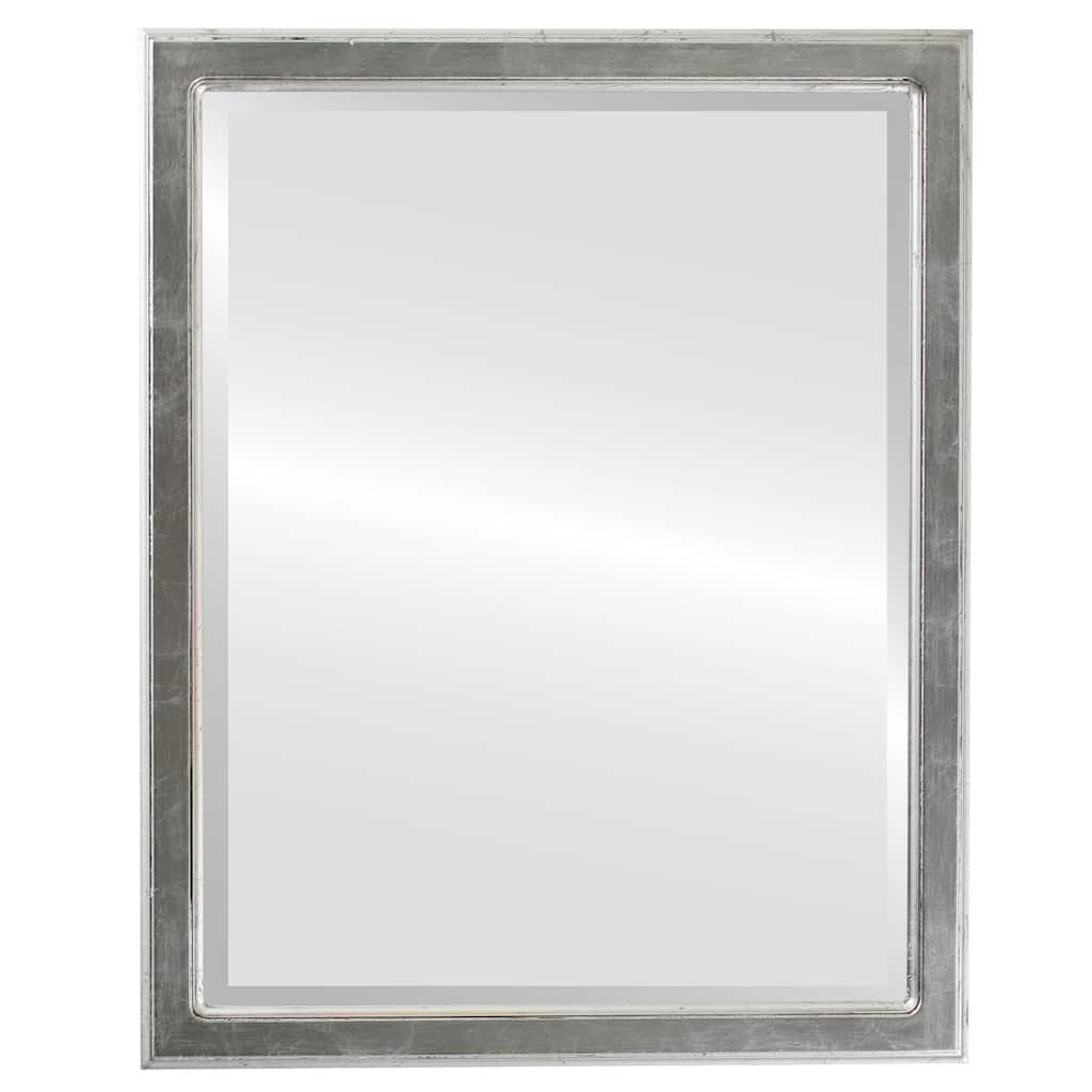 Toronto Framed Rectangle Mirror in Silver Leaf with Black Antique - Silver/Black